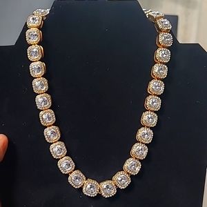 Large Cuban link , clear stones,  Necklaces